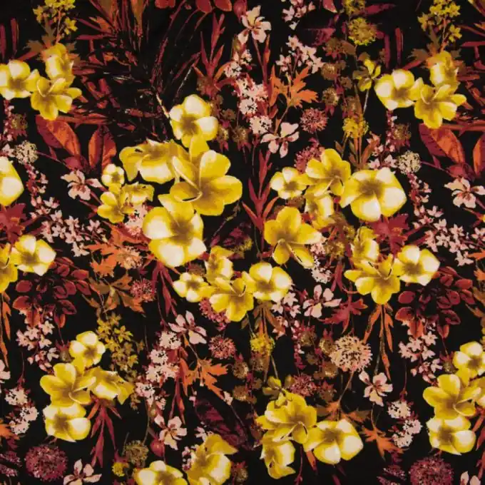 Ab Werk Viskose-Jersey Blumenmuster Gelb 150 cm Breite