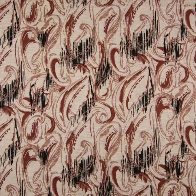 Strickstoff Milano Ecru Paisley Rot Sonderangebot