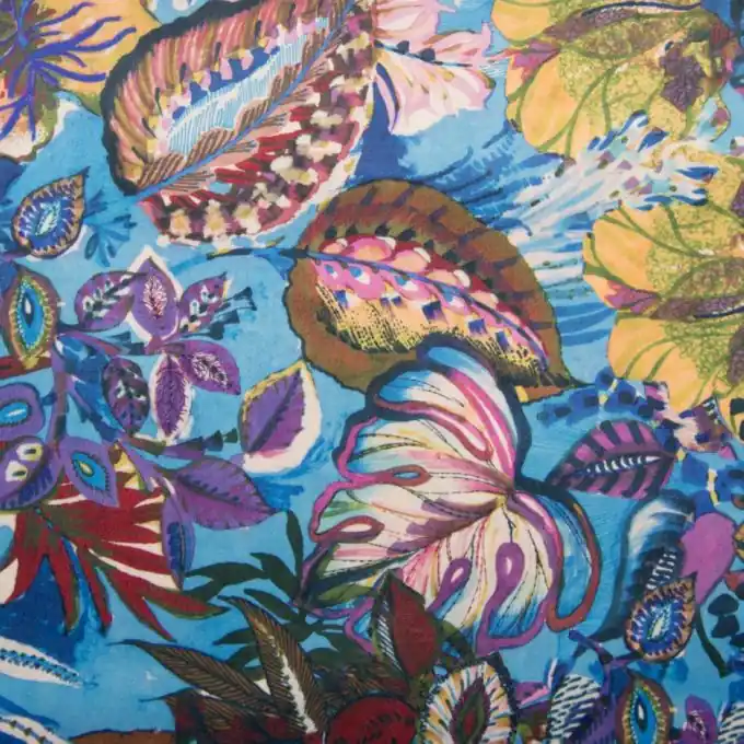 Saisonangebot Samtstoff Floral Blau/Violett