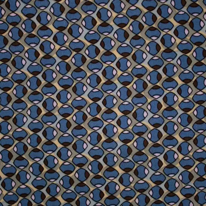 Neu Twill Viskose Rauten Retro Blau