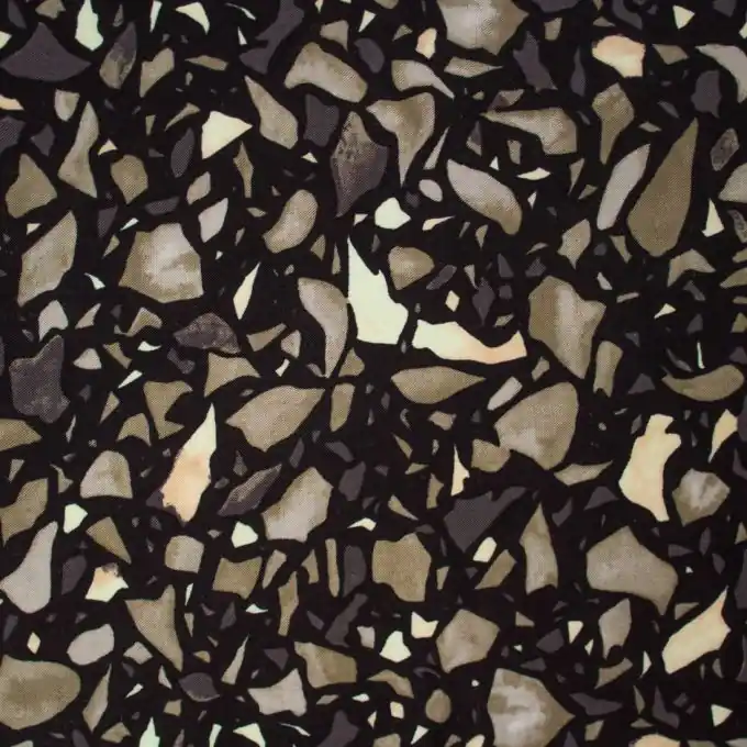 Twill Viskose abstrakte Formen Taupe/Schwarz Bestpreis