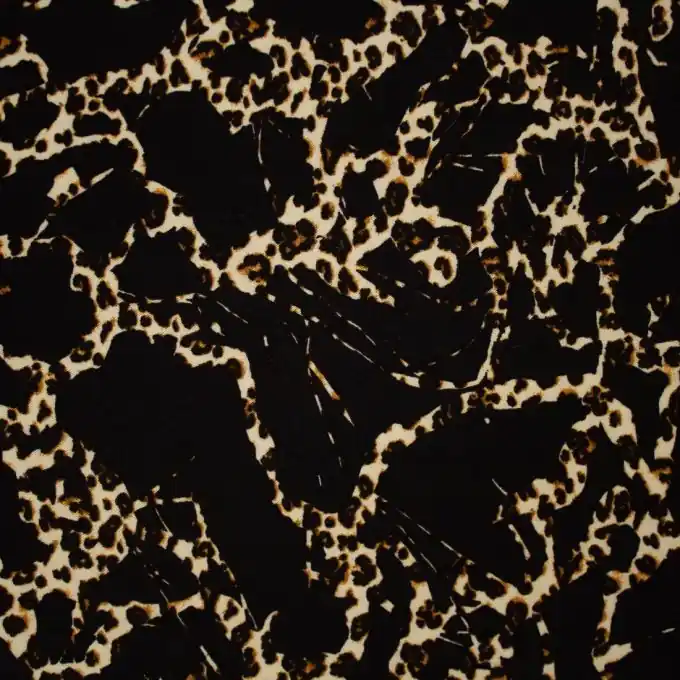 Popeline Viskose Mamir Leopard Schwarz Mengenrabatt