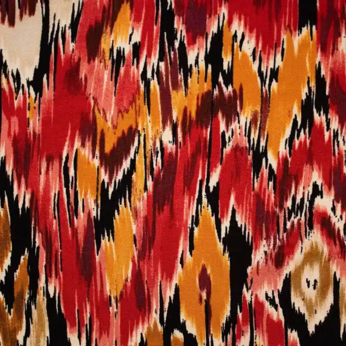 Twill Viskose Ikat Orange/Rot Markenprodukt