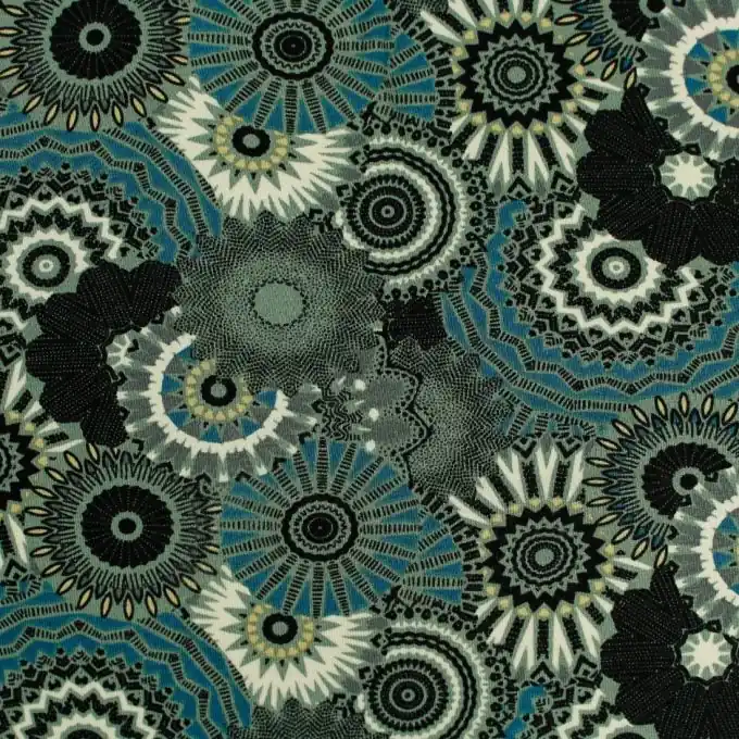 Jersey Viskose Mandala Petrolblau Markenprodukt