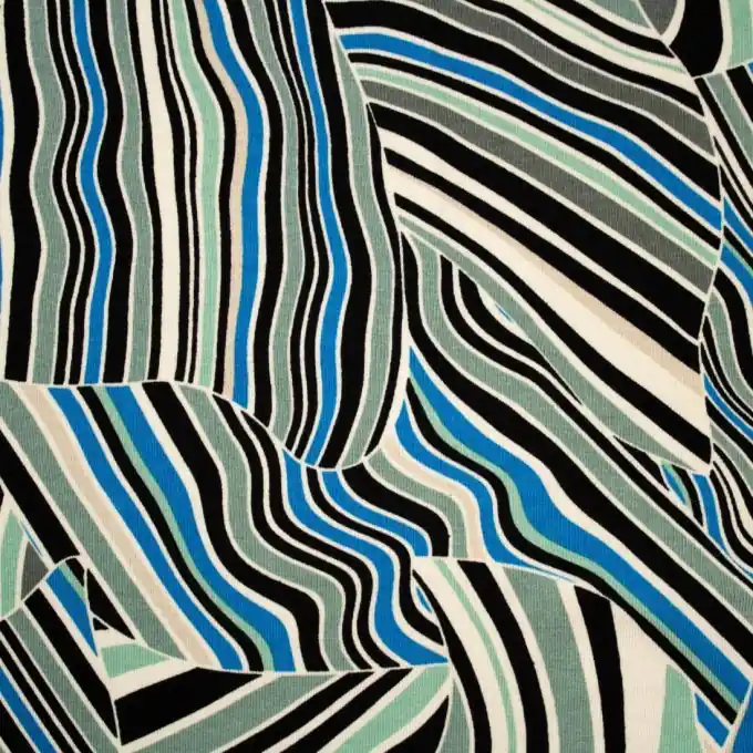 Jersey Viskose Patch Streifen Blau Nur Für Kurze Zeit