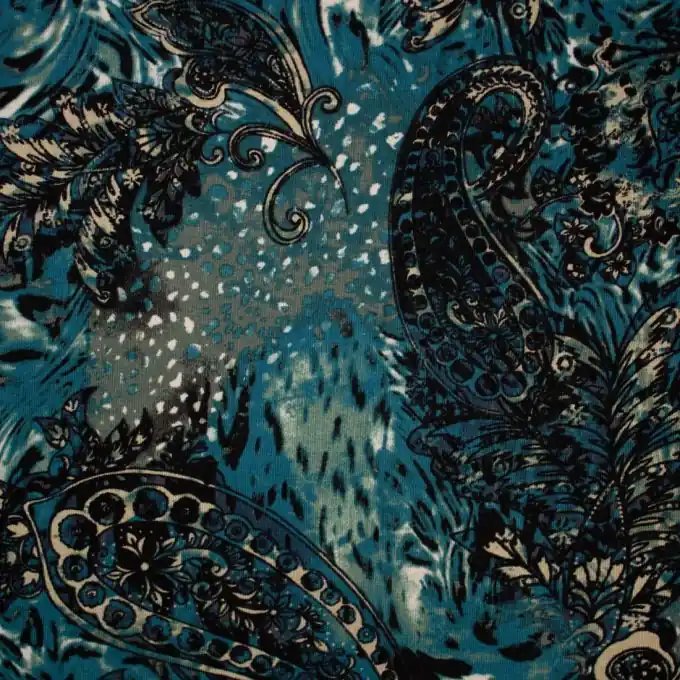 Jersey Viskose Paisley Blau Top-Preis