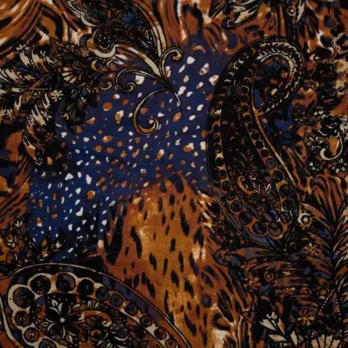 Preisknaller Jersey Viskose Paisley Blau/Braun