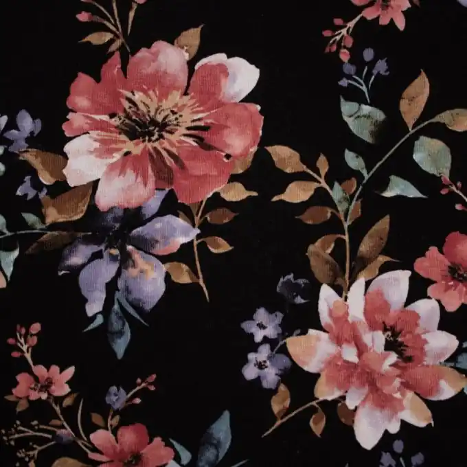 Jersey Viskose Blumen Malve Letzte Chance