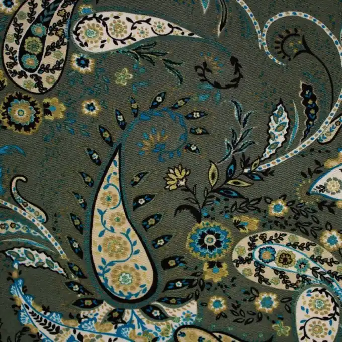 Viskose Stretch Paisley Grün Premium