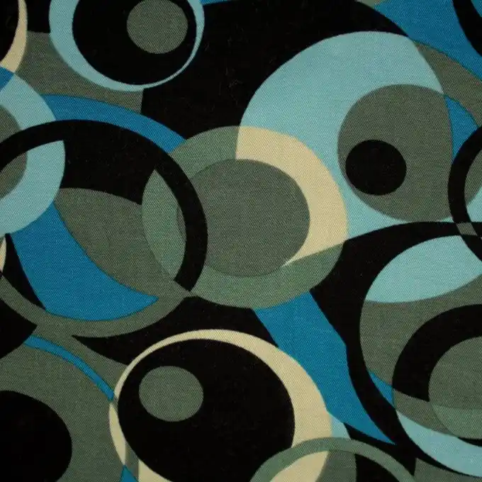 Viskose Stretch Retromuster Blau Preisknaller