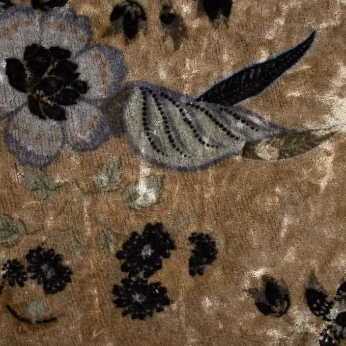 Samtstoffe Blumen Kamel Mega-Angebot