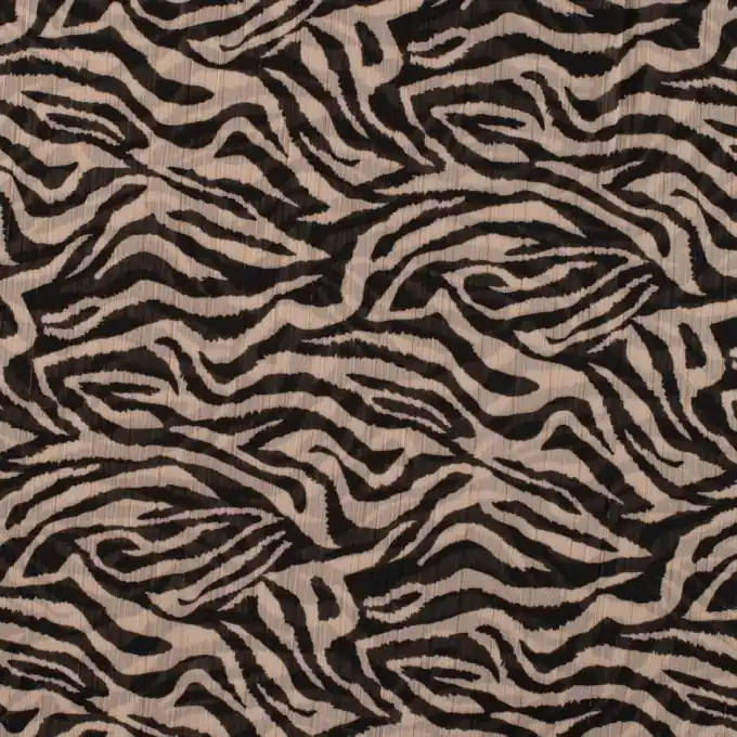 Polyester-Chiffon-Stoff mit goldenem Lurex-Zebra-Druck Weltweiter Versand