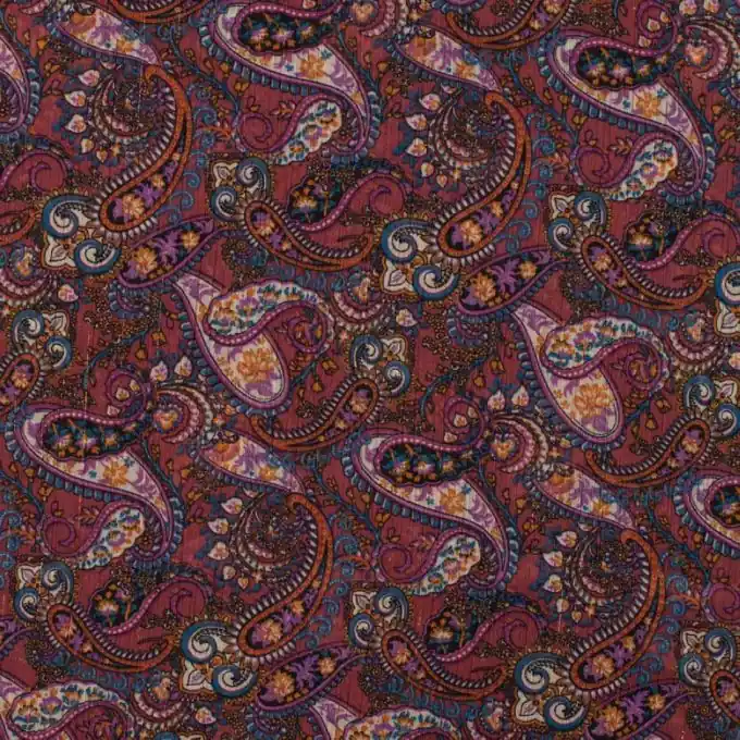 Chiffon Paisley Lurex Gold/Weinrot Top-Seller