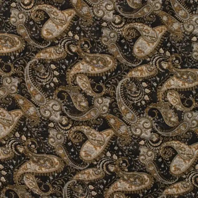 Sofort Bestellen Chiffon Paisley Lurex Gold/Schwarz