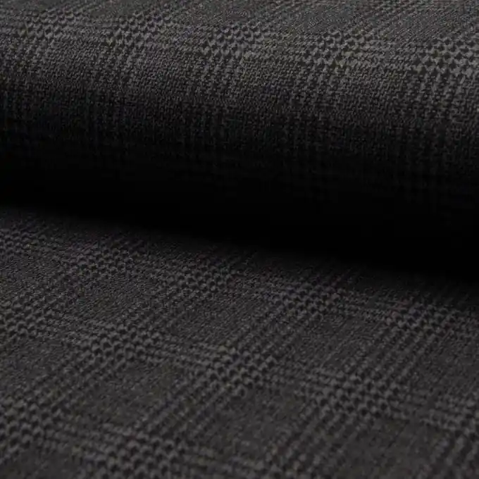 Jacquard Viskose Stretch Hahnentrittmuster Schwarz/Grau Handgefertigt