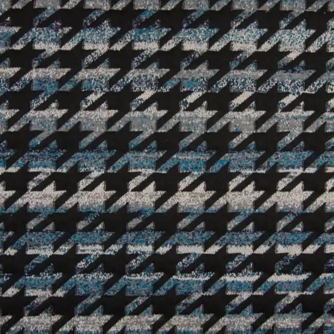 Neuheit Jacquard-Jersey Hahnentritt blau grau