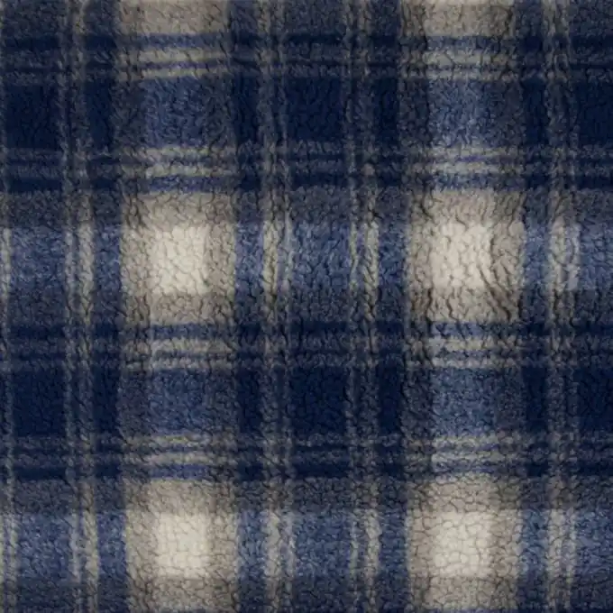 Teddy-Stoff Karos Marineblau Neu