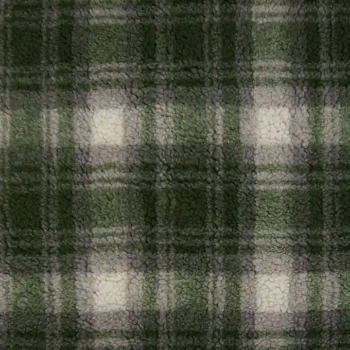 Ab Werk Teddy-Plüschstoff Kariert Kakifarben 150cm Breite