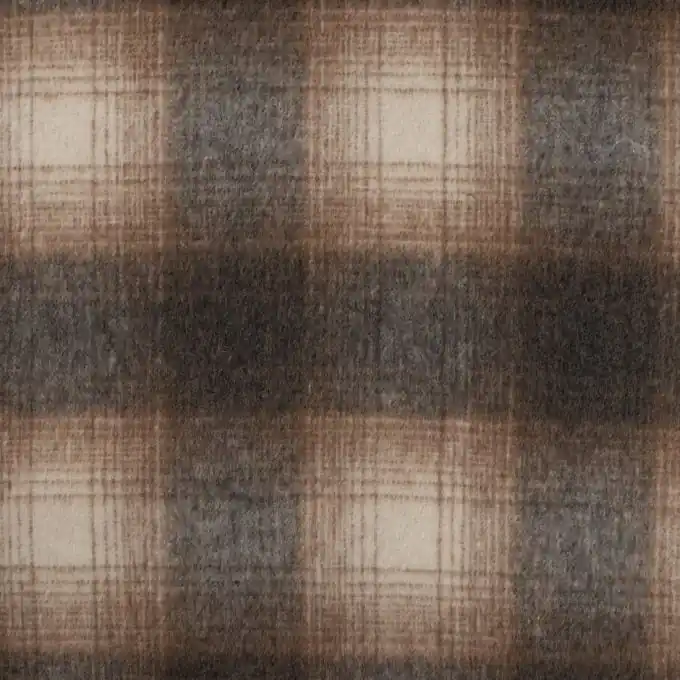 Schnäppchen Wollstoff Karos Kamel/Grau