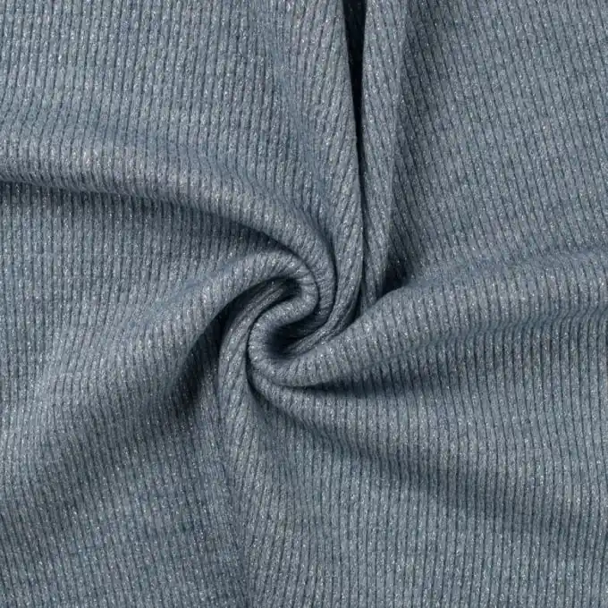 Jersey gerippt Lurex blaugrau meliert Top-Angebot