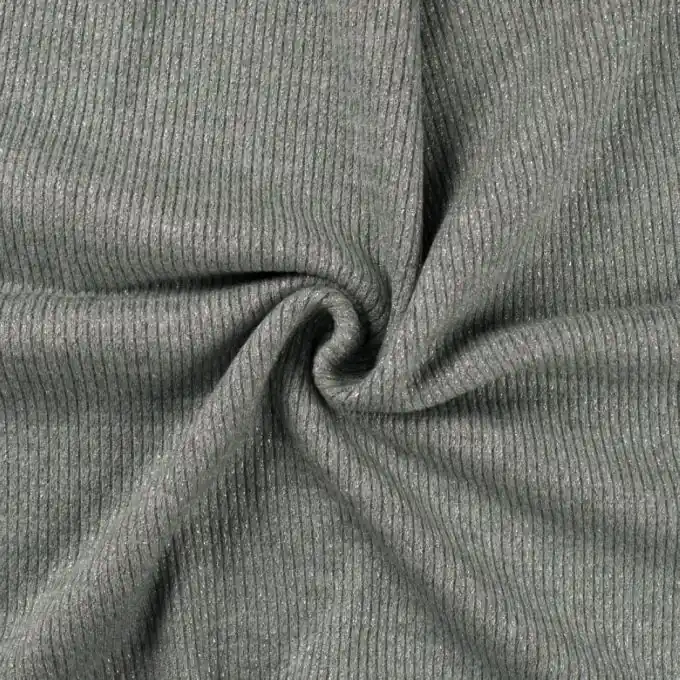 Jersey gerippt Lurex grau meliert Markenware