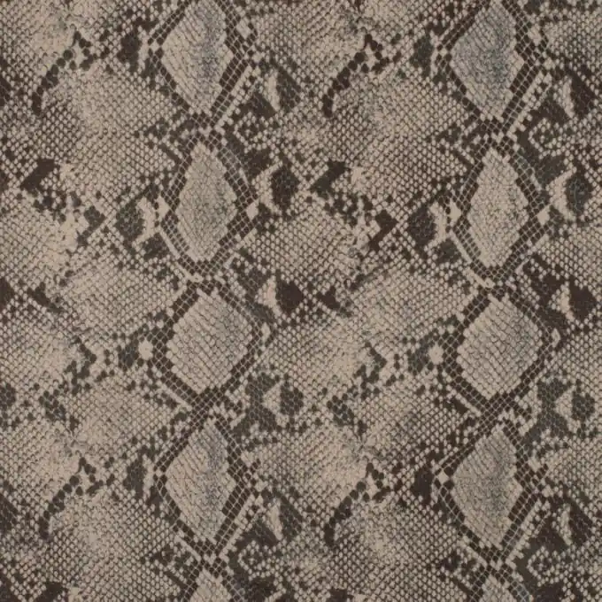 Taupe Scuba-Stoff mit Schlangenhaut-Print für Sportswear-Kleider Preiswert