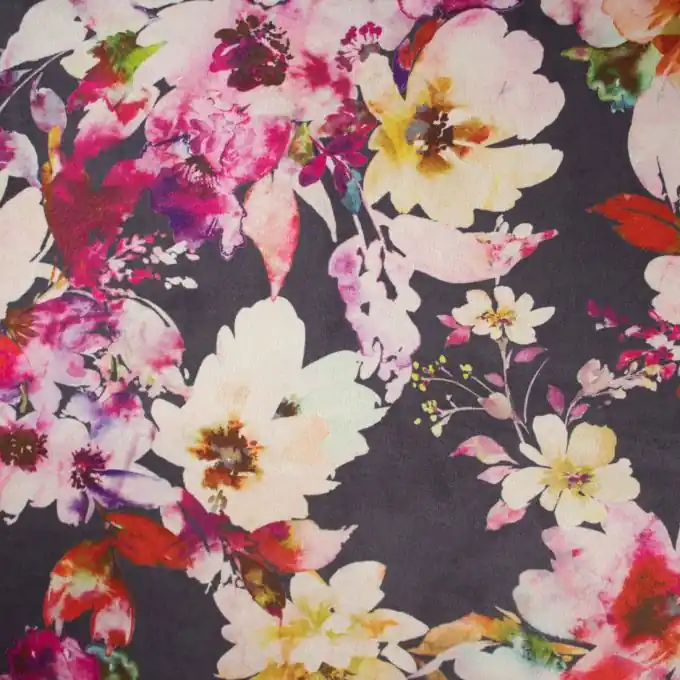 Scuba-Wildlederimitat Blumen rosa Premium