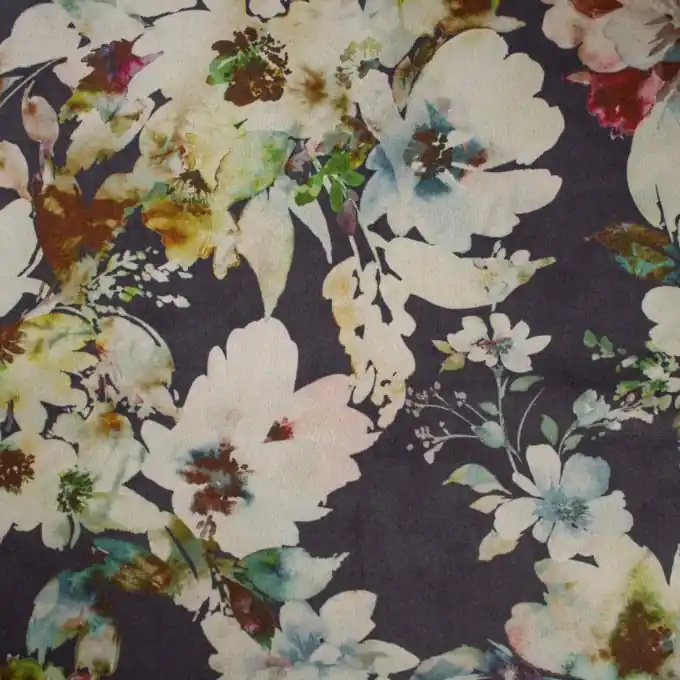 Top-Qualität Scuba-Wildlederimitat Blumen schwarz