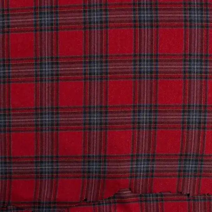 Gewebter Stoff gefärbt Schottenmuster fließend rot Letzte Chance
