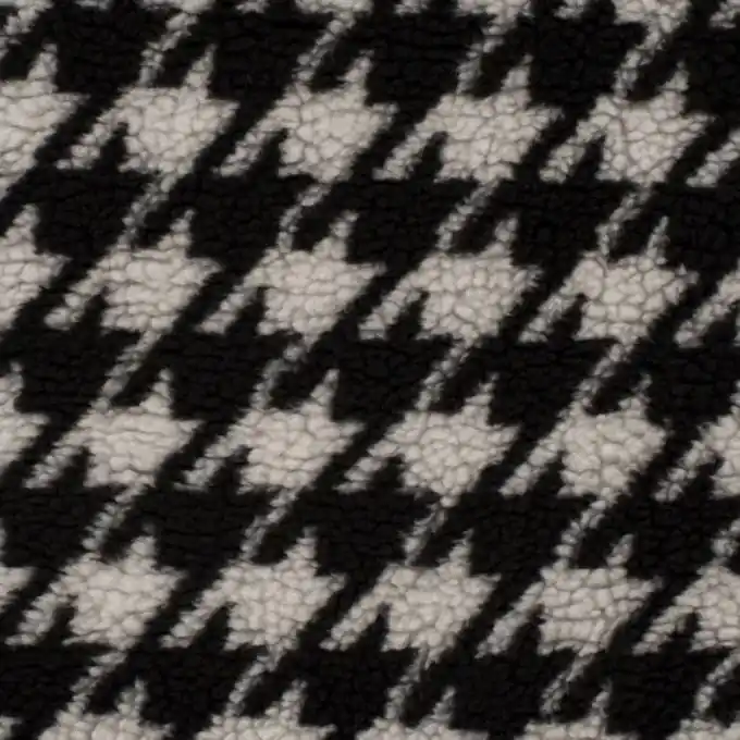 Wollstoff Hahnentritt Schwarz/Ecru Geld-Zurück-Garantie