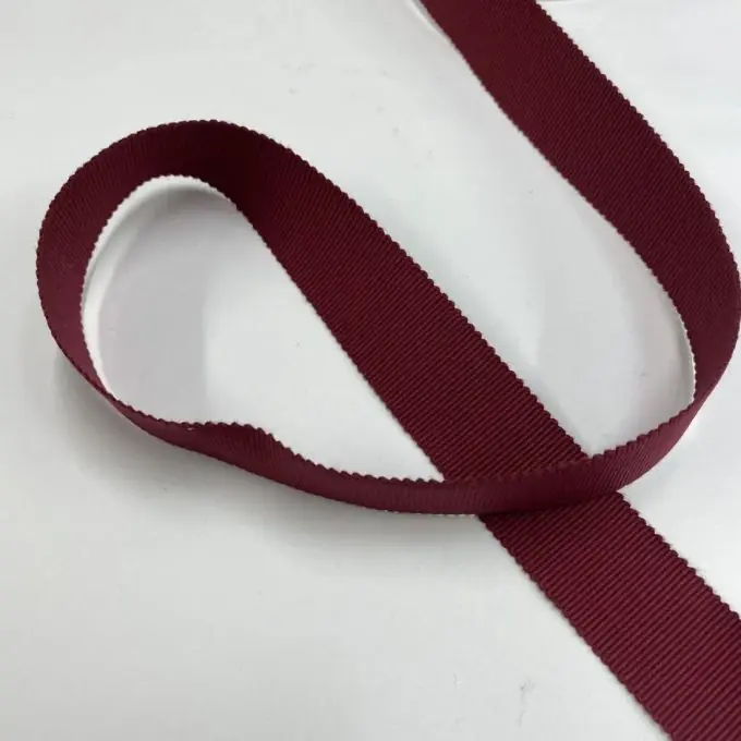 Billig Grobkörniges Band Baumwolle 25 mm bordeauxrot
