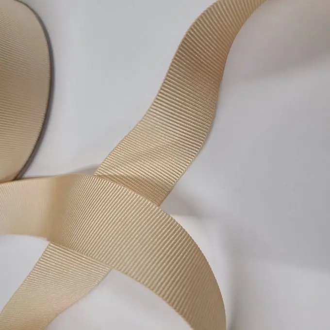 Schweres grobkörniges Band Polyester 25 mm beige Preisreduziert