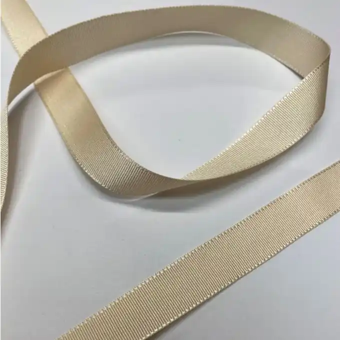 Hochwertig Band Polyester gestreift 16 mm beige