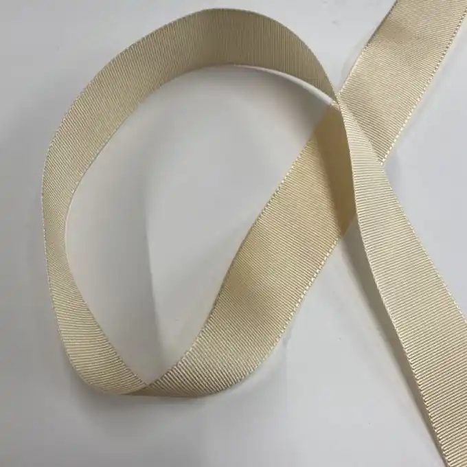 Kostenloser Rückversand Band Polyester gestreift 25 mm beige