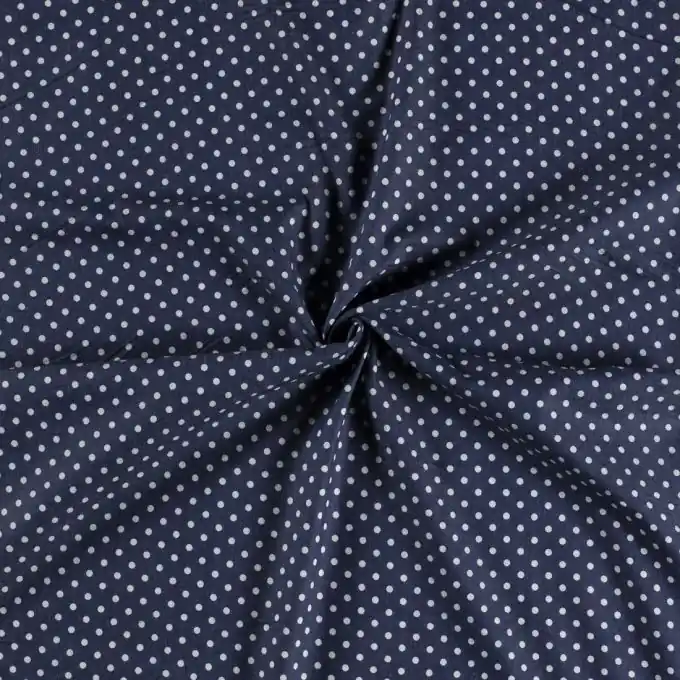 Jeansstoff mit weißen Polka-Dots für trendige Kleidung Online Kaufen