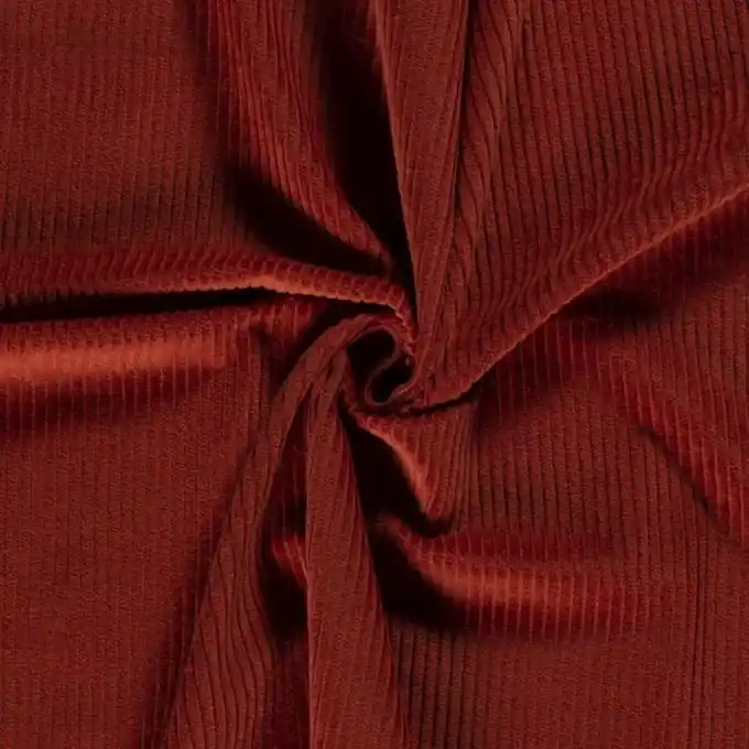 Schwerer grobgerippter Samtstoff 100% Baumwolle terrakotta Jetzt Kaufen