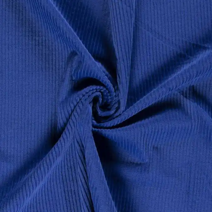 Schwerer grobgerippter Samtstoff 100% Baumwolle königsblau Heute Kaufen