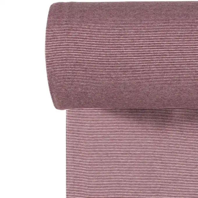 Preisknaller Rippbündchen mit Mini-Streifen, Burgunderrot