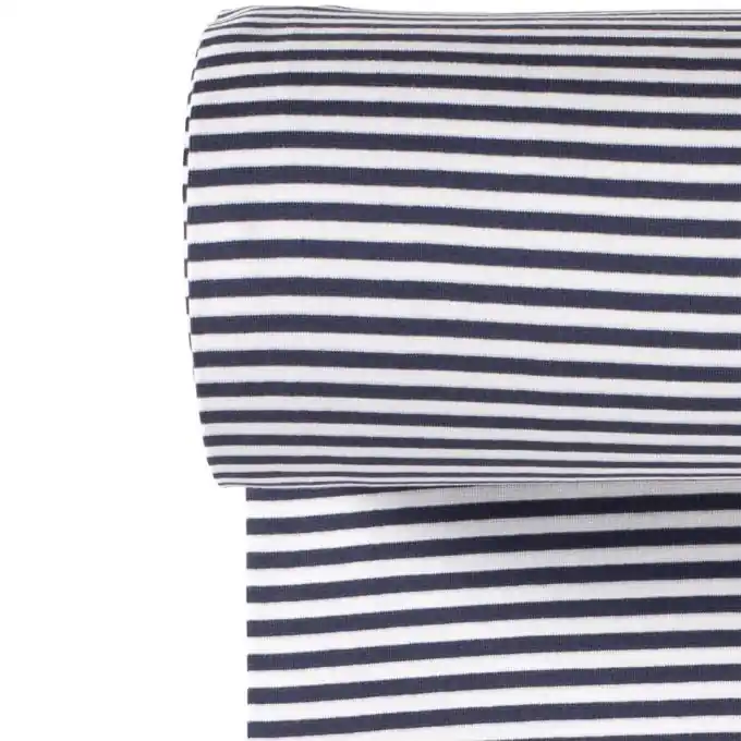 Baumwoll-Elasthan-Stoffschlauch, 35cm, 5mm Streifen, Dunkelblau Must-Have