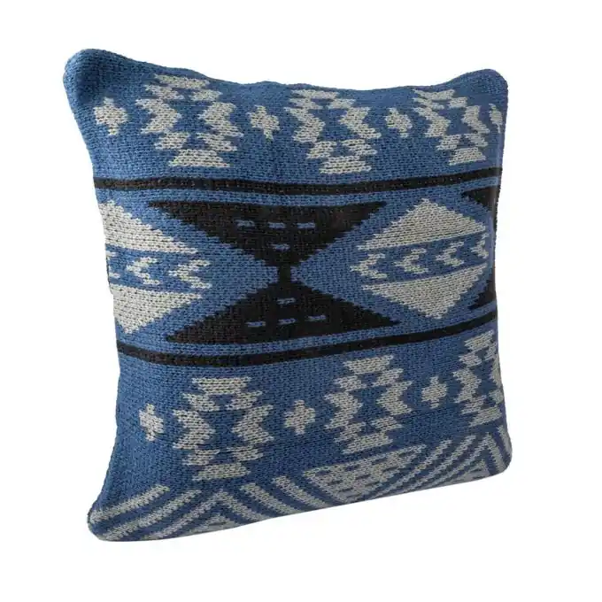 Kostenloser Rückversand Kissenbezug in blau mit ethnischem Muster, 40x40cm.