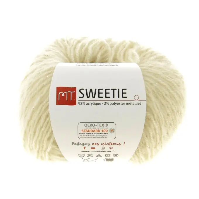 MT Sweetie Ecru Strickgarn mit metallisiertem Effekt Neue Ware