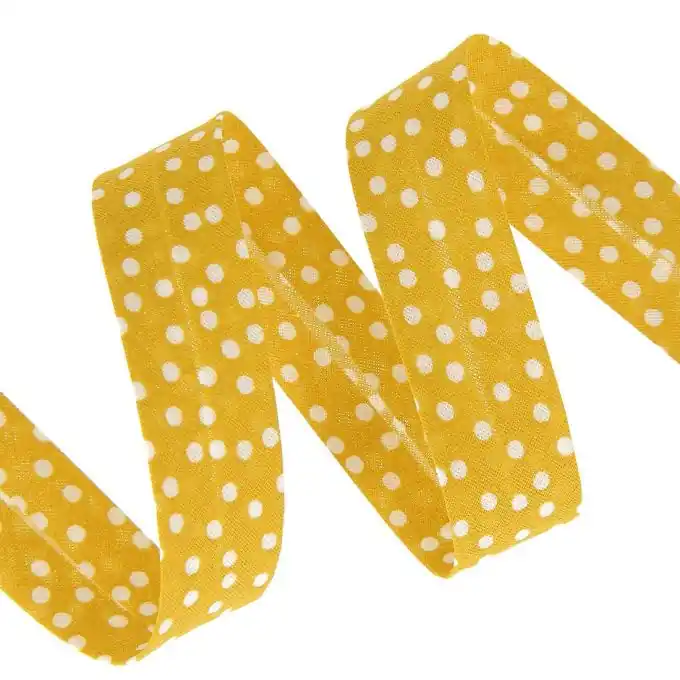 Schrägband Punkte Senfgelb 20mm Wochenendangebot