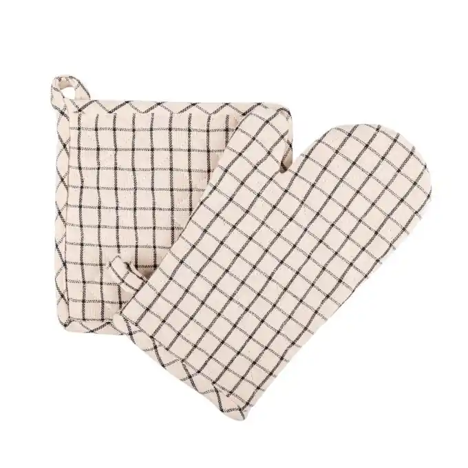 Karierte Ofenhandschuhe und Topflappen Weiß 18x28cm, 20x20cm Weltweiter Versand