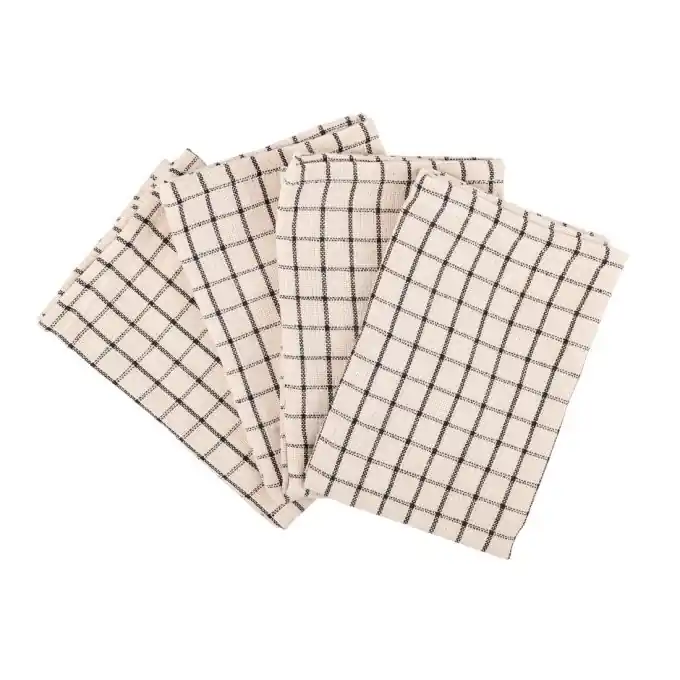4er-Set Karierte weiße Servietten 40x40cm Neue Kollektion