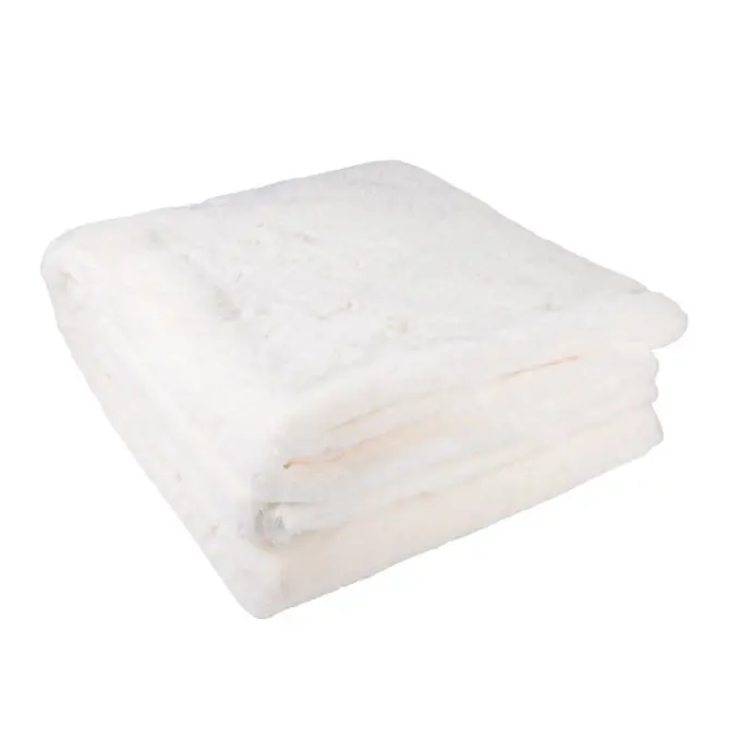 Sichere Zahlung Decke aus weißem Kunstfell 130x170cm