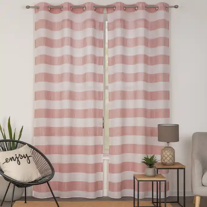 Fertigvorhang in Terracotta mit irisierenden Streifen, 140x260cm Kostenloser Versand