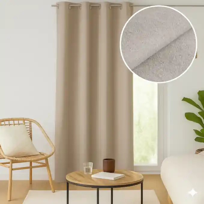 Verdunklungsvorhang in Leinenfarbe, 140×250 cm, MT Schneller Versand