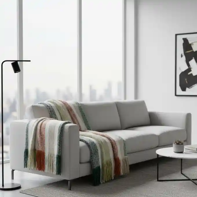 Decke Streifen khaki gelb 130x170cm Nur Für Kurze Zeit