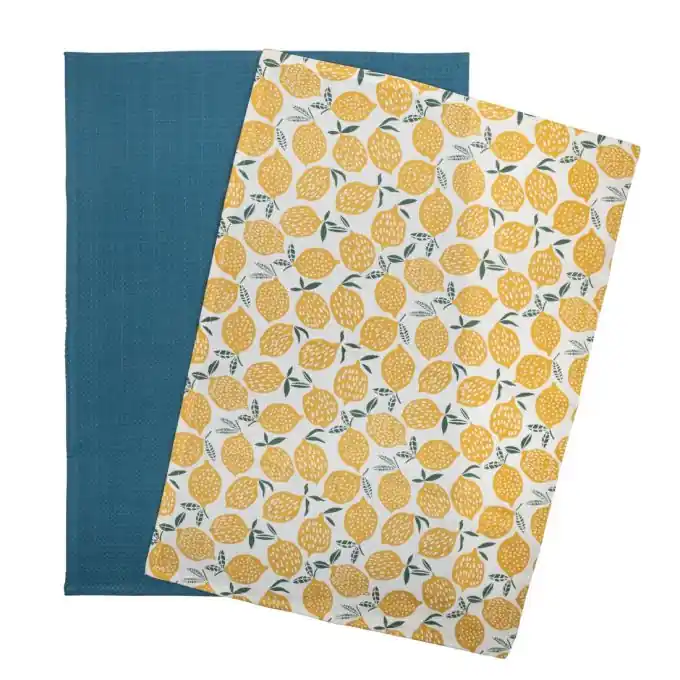 Preiswert Set mit 2 Geschirrtüchern Linen look Blau