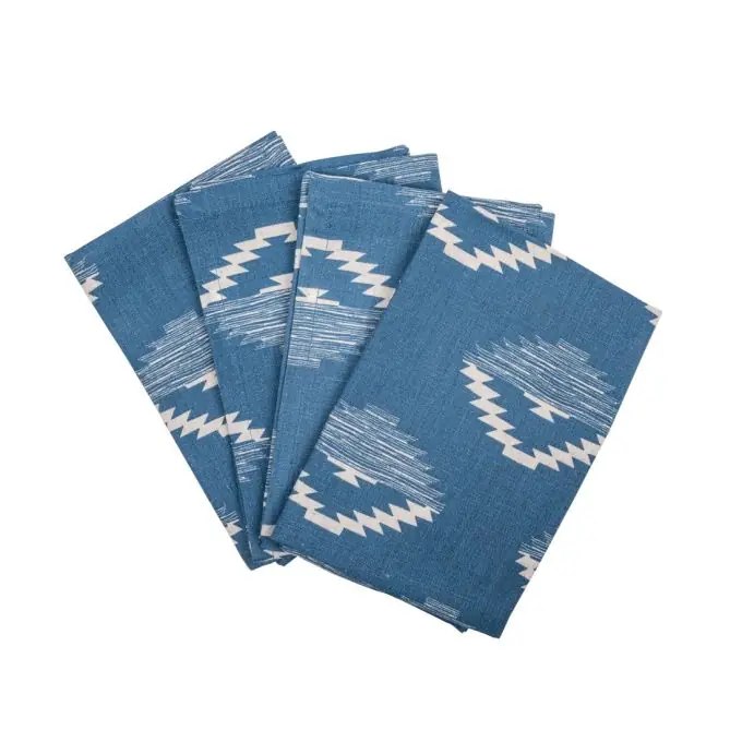 Set mit 4 Geschirrtüchern Linen look Blau 40 x 40cm Bestpreis